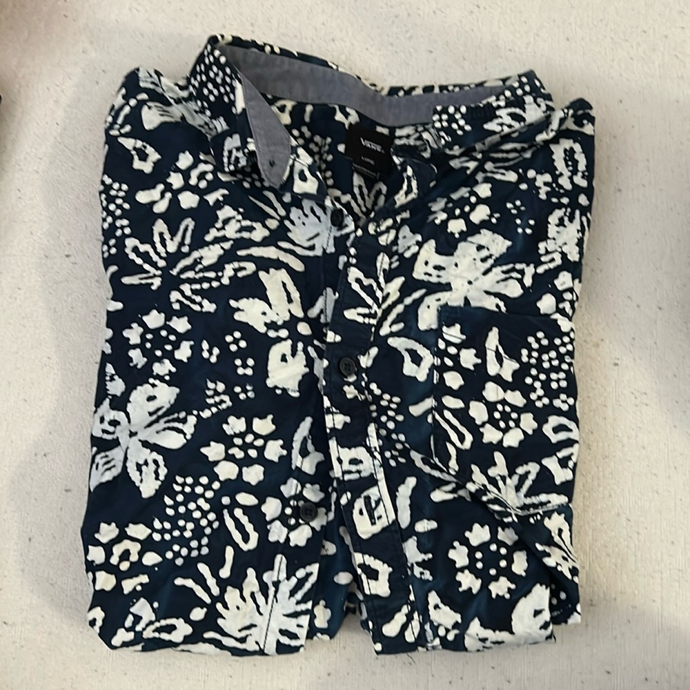 VANS Hawaiian Button Up Short Sleeve Shirt (Size Large)